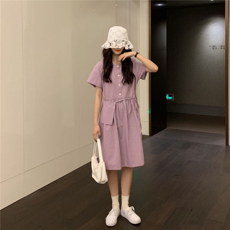 Đầm dáng rộng thiết kế đơn giản dễ thương phong cách Nhật Bản