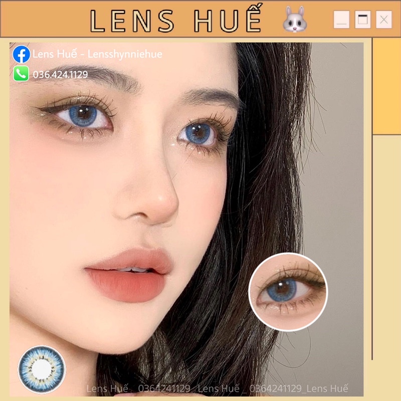 Lens BLUE - xanh biển tone hàn quốc 0 ĐỘ giãn vừa ( Shynnie Lens ) - mẫu mới màu xanh dương dễ mang giãn vừa ạ