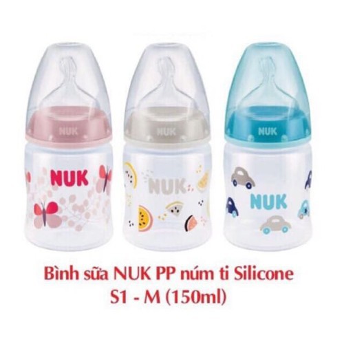 Bình sữa Nuk cổ rộng 150ml/300ml (Hàng Đức nhập khẩu chính hãng)
