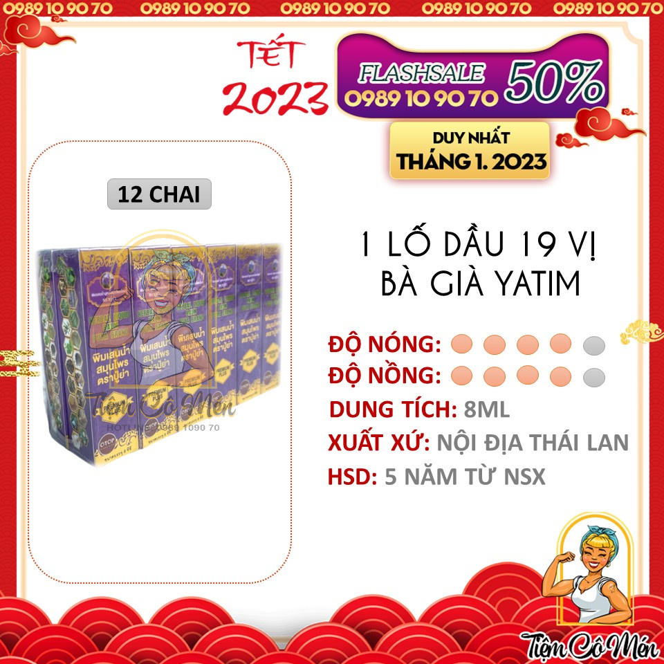 1 Lố 12 Chai Dầu Lăn 19 Vị Thảo Dược Premium Plus Herbal Liquid Balm Brand - Nội Địa Thái Lan