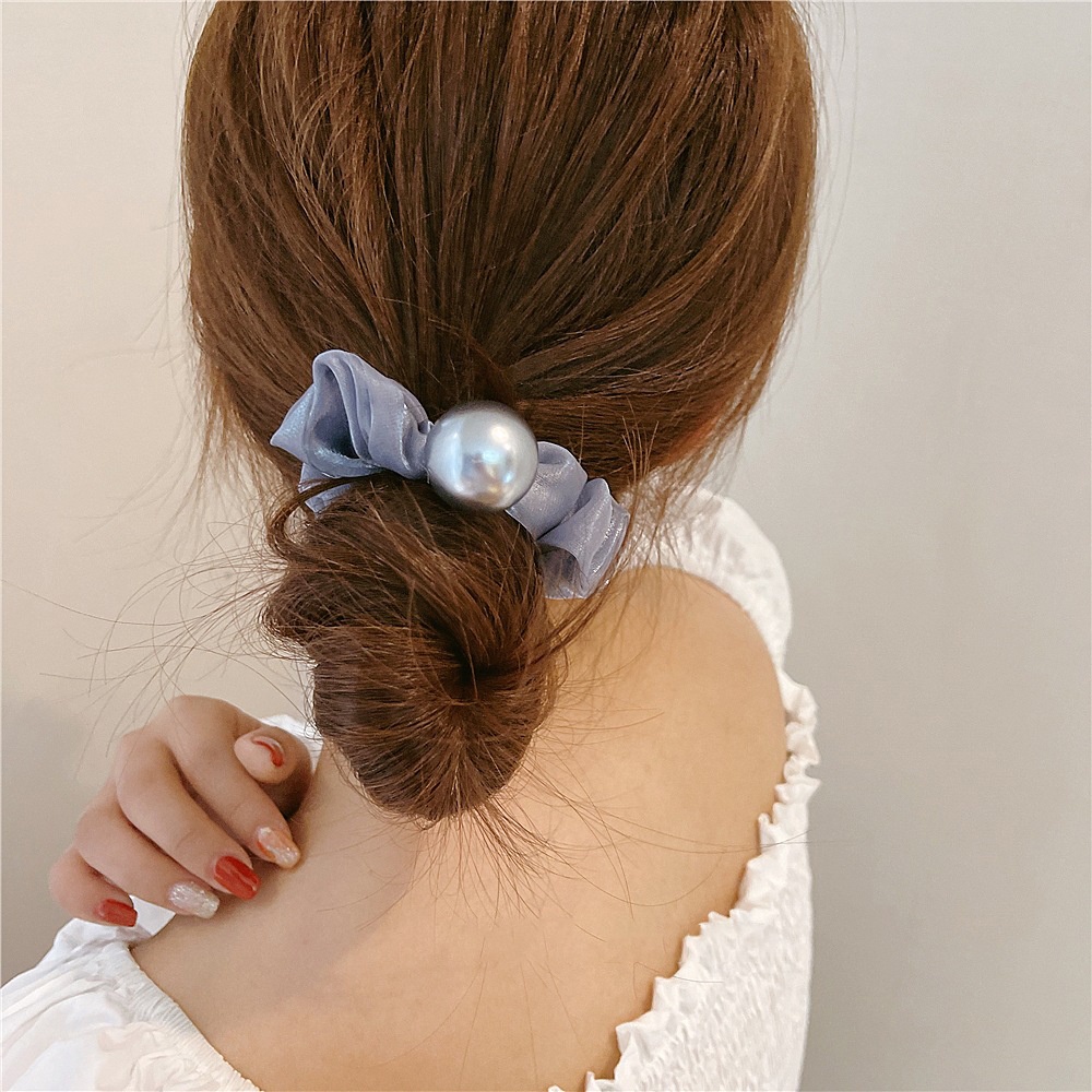 Dây cột tóc Haimeikang dạng lưới đính ngọc trai lớn thời trang Hàn Quốc