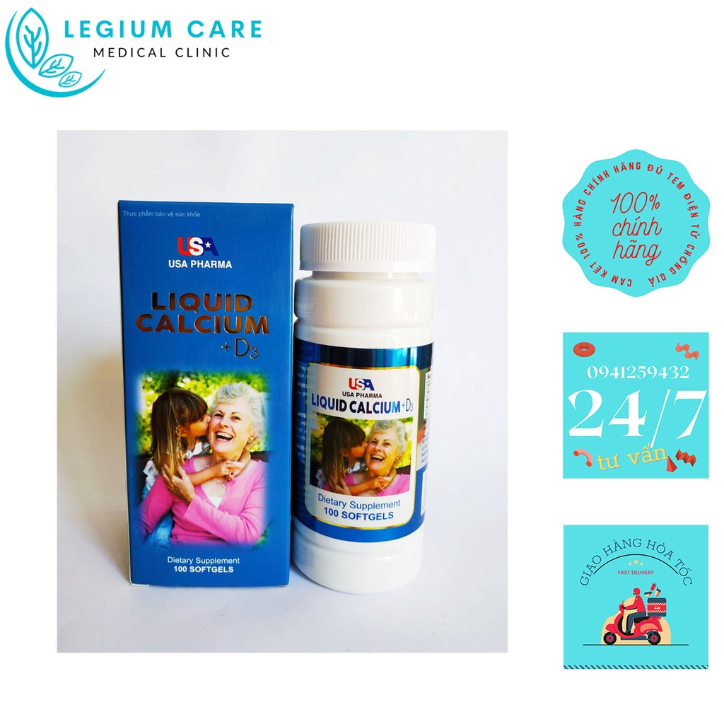 VIÊN UỐNG BỔ SUNG CANXI LIQUID CALCIUM +D3 - BỔ SUNG CANXI NANO VÀ D3 CHO MỌI ĐỐI TƯỢNG - LỌ 100 VIÊN