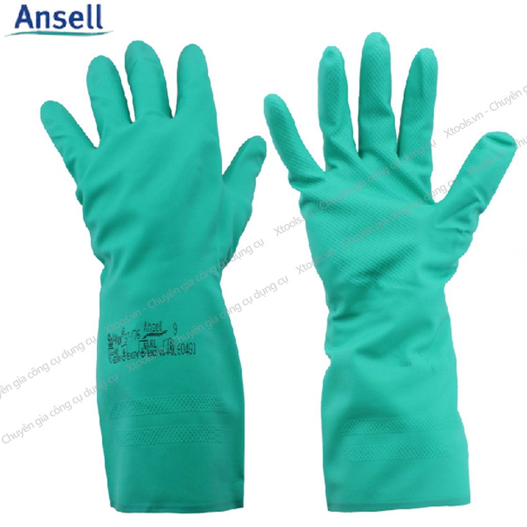 Găng tay chống hóa chất Ansell 37-176 cấu tạo nitrile - chống hóa chất - axit - dầu nhớt - thấm hút mồ hôi tốt - XTOOLs