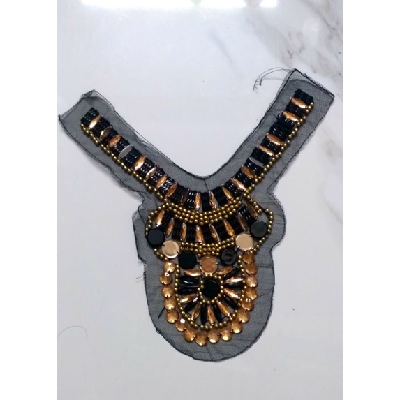 Ren viền cổ áo kết cườm đính đá trang trí áo đầm trang phục phong cách vintage