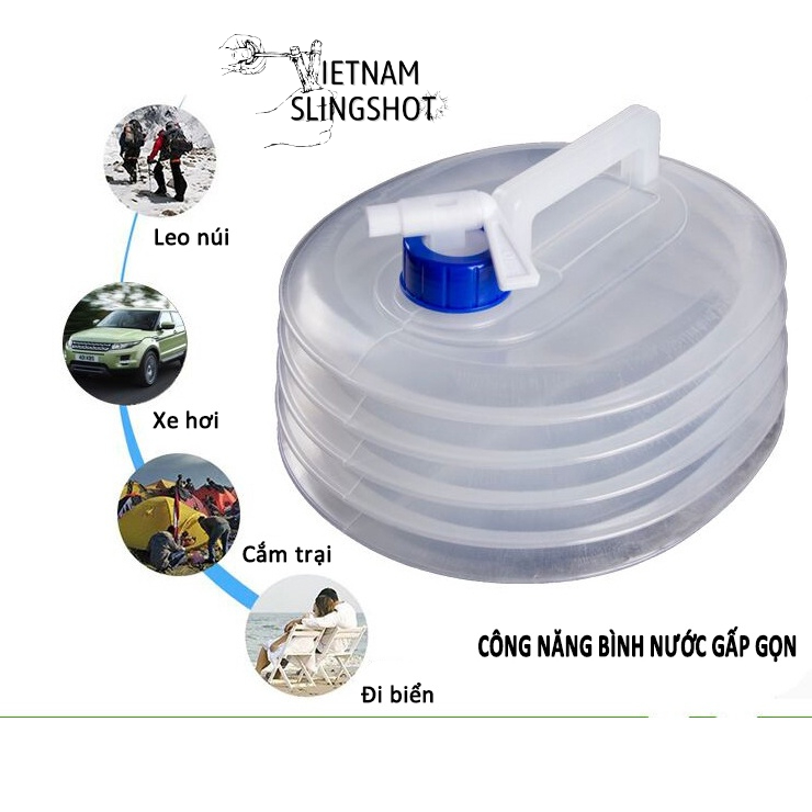 Bình đựng nước cắm trại du lịch dã ngoại di động ngoài trời, có van khóa, có vòi nối dài tiện lợi - DCP9