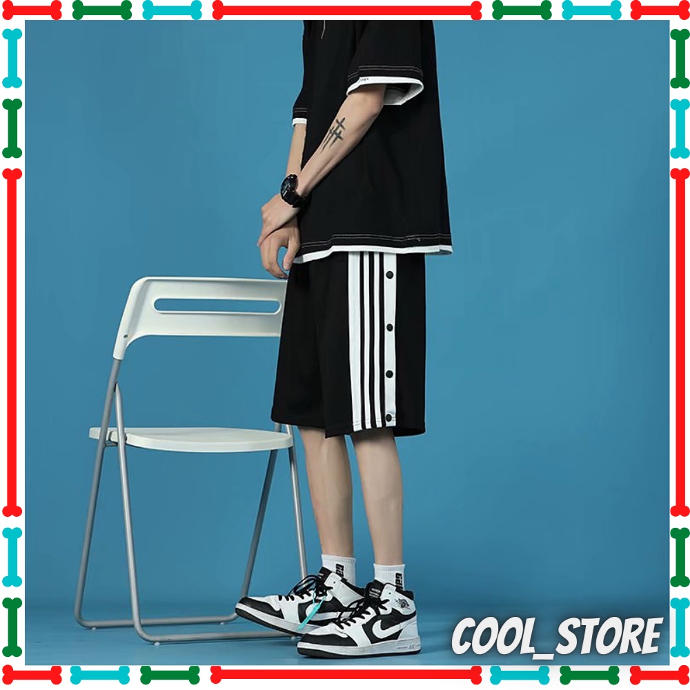 Quần short đùi CÚC POLY Unisex Basic 3 sọc thể thao nam nữ oversize phong cách Hàn Quốc Ulzzang Cool Store