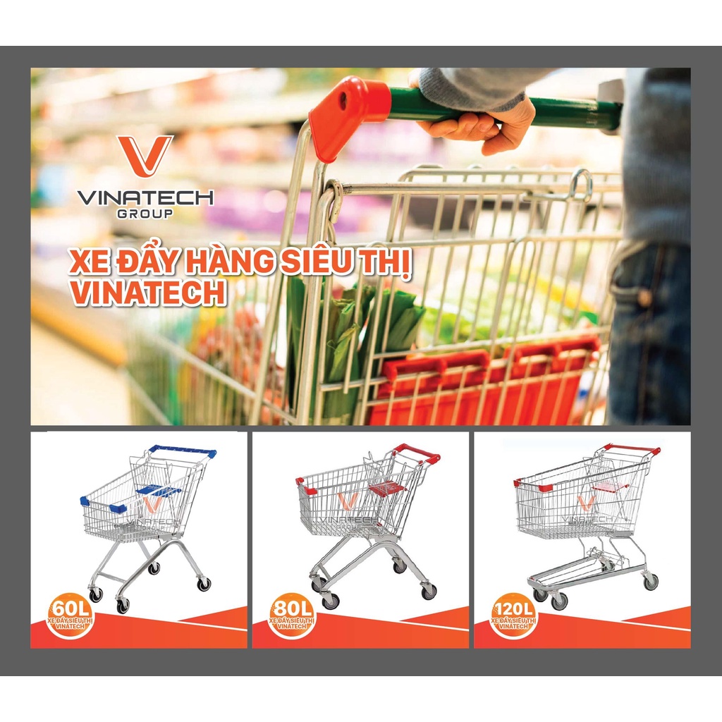 [Chính Hãng] Xe đẩy hàng siêu thị VINATECH