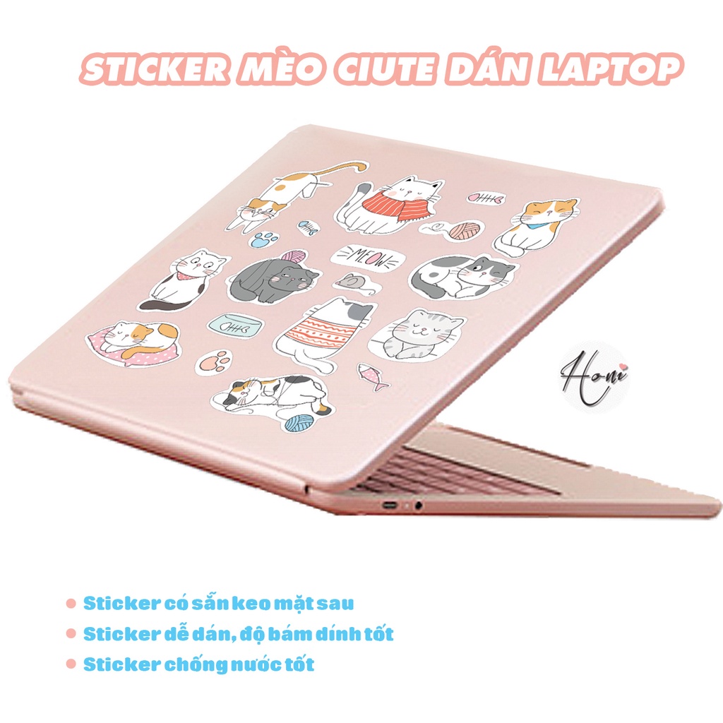 Sticker Mèo Dễ Thương, Sticker Cat, Dán Vali, Dán Laptop, Dán Đàn Ghita, Ukulele