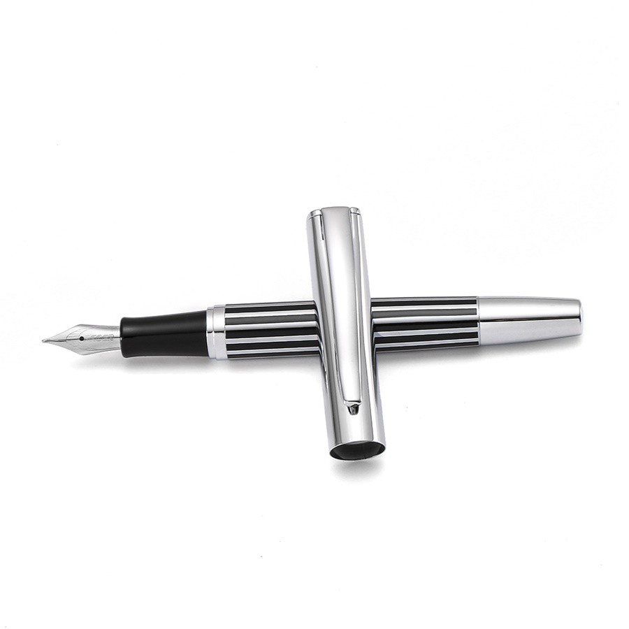 Bút Máy Penlab Baoer Ngòi Vừa Bằng Thép Không Gỉ C6259 Kẻ Sọc Màu Đen
