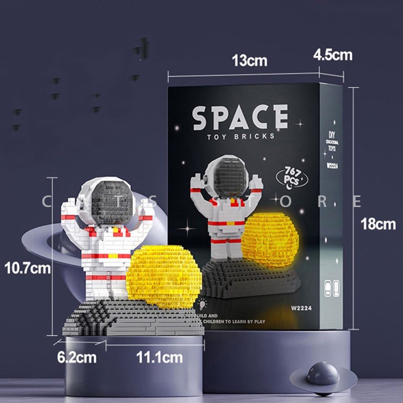 Đồ Chơi Lắp Ráp Nano 3D Phi Hành Gia Spaceman Series Mẫu 2022 Đèn Led Sẵn Pin Full Box mô hình phi hành gia