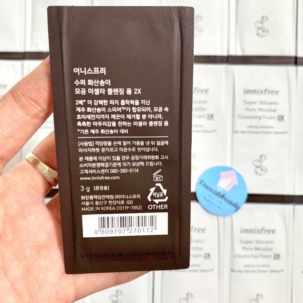 Sample 3gram Sữa Rửa Mặt Tro Núi Lửa Innisfree Super Volcanic Pore Micellar Cleansing Foam 2x | BigBuy360 - bigbuy360.vn