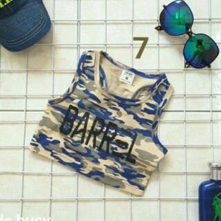 Áo thun bé gái croptop rằn ri