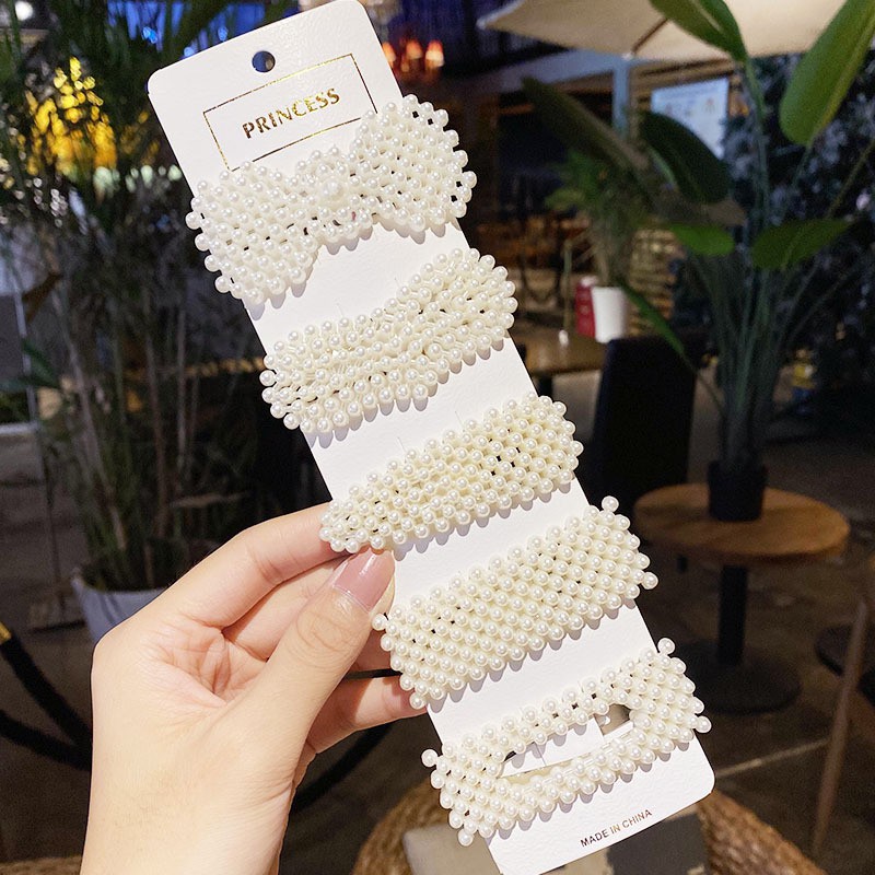 Set 5 Kẹp Tóc CHLINS Đính Ngọc Trai Đơn Giản Phong Cách Hàn Quốc Xinh Xắn