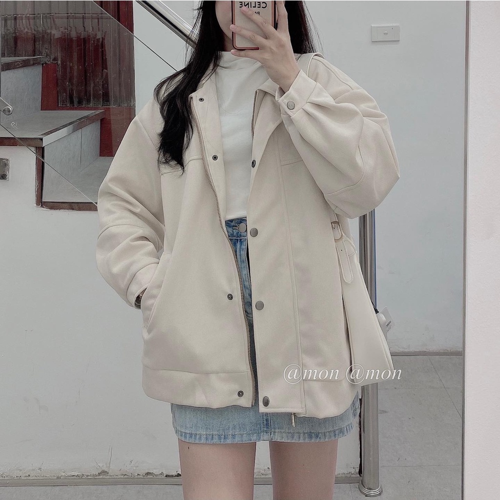 210704 Áo bomber da lộn, áo khoác da lộn nữ , áo khoác bomber thời trang ulzzang, freesize | BigBuy360 - bigbuy360.vn