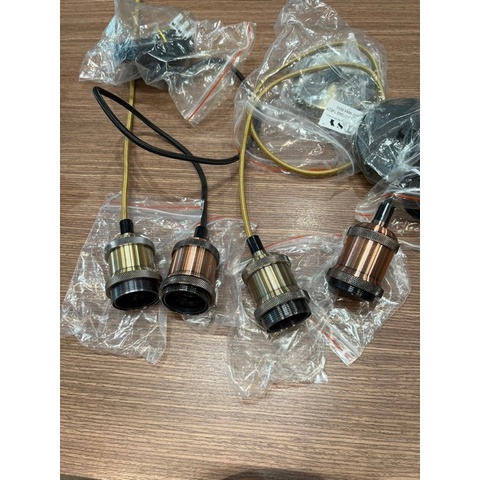 Dây đuôi đèn thả trần E27 dài 1m màu vàng đồng