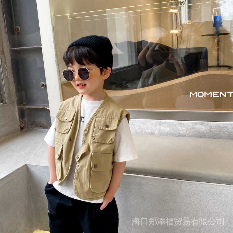 Áo Khoác Kaki Không Tay Phong Cách Phương Tây Thời Trang Xuân Thu 2023 Mới Cho Bé Trai