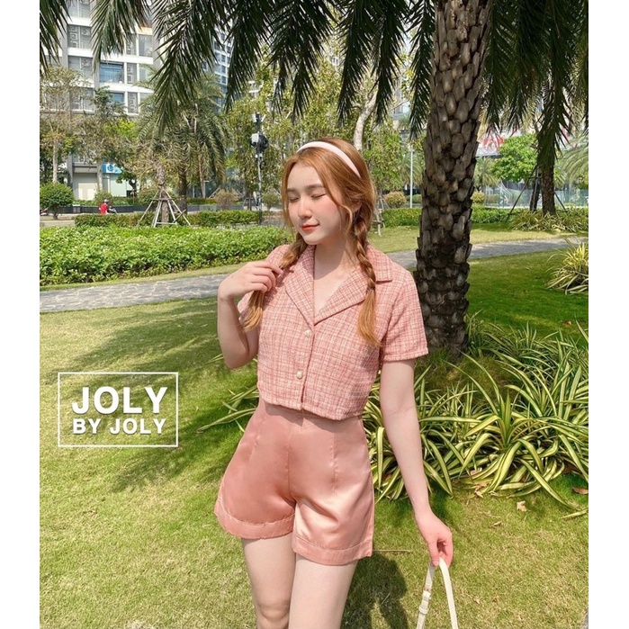 SET ÁO CROPTOP BỐ HỒNG + QUẦN SHORT HỒNG