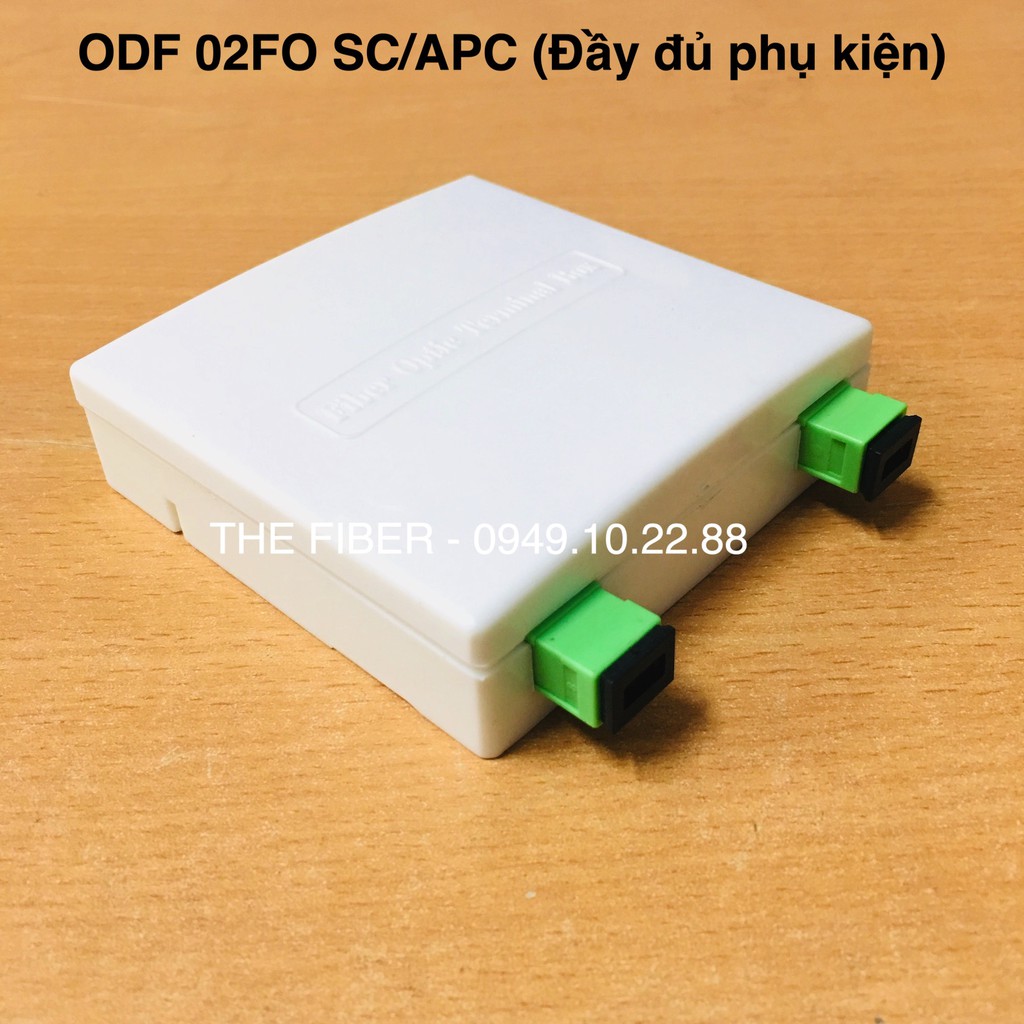 Hộp ODF MINI 02FO SC-APC - Đầy đủ phụ kiện: 02 Adapter SC-APC+ 2 Dây hàn quang + 2 ỐNG co nhiệt