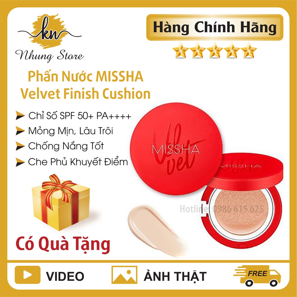 Phấn Nước Mỏng Mịn, Che Phủ Tốt, Lâu Trôi Missha Velvet Finish Cushion SPF50+ PA+++