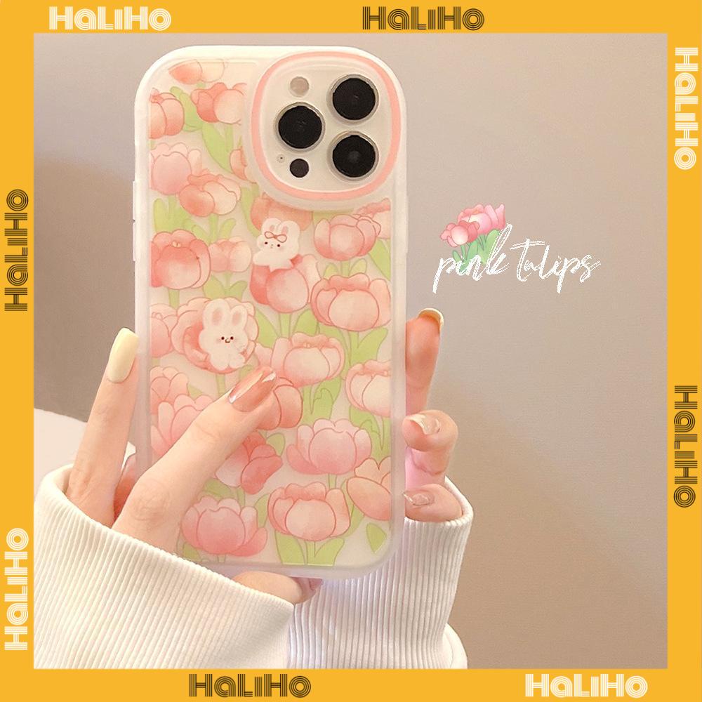 iPhone Case Silicone Soft Case Clear Case TPU Airbag Shockproof Full Coverage Protection Camera Pink Flower Rabbit For iPhone 13 Pro Max iPhone 12 Pro Max iPhone 11 iPhone 7 Plus