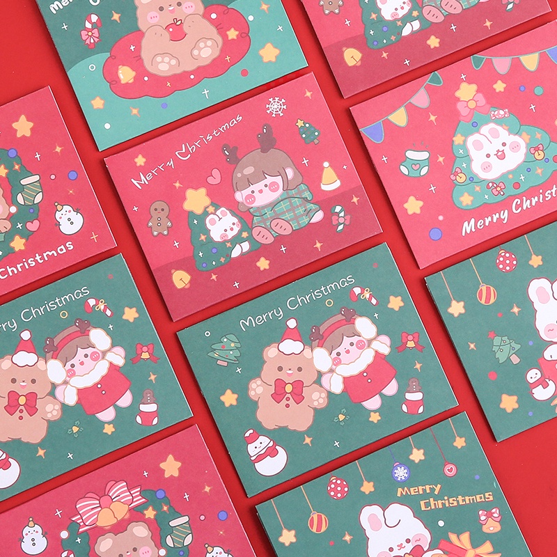 Set 6 thiệp giáng sinh hình bao thư dễ thương