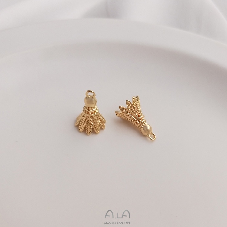 Mặt Dây Chuyền/ Khuyên Tai/ Vòng Tay/ Mặt Dây Chuyền Hình Quả Cầu Lông Bằng Đồng 14K Phối Tua Rua Màu Sắc Thủ Công Cao Cấp