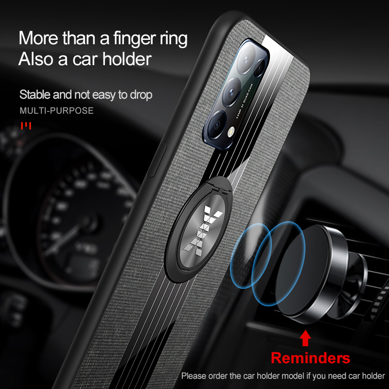 Ốp điện thoại TPU dẻo mặt lưng phủ vải kèm nhẫn nam châm cho Oppo Reno 5 5G Reno5 Pro Plus 5G