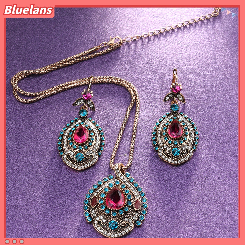 Bộ Vòng cổ + Cặp Khuyên Tai Đính Đá Nhân Tạo Đẹp Mắt Cho Nữ