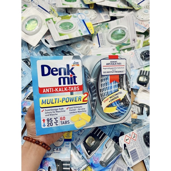 (Hàng nội địa bill Air) Viên tẩy lồng máy giặt Denkmit hộp 60 viên của Đức