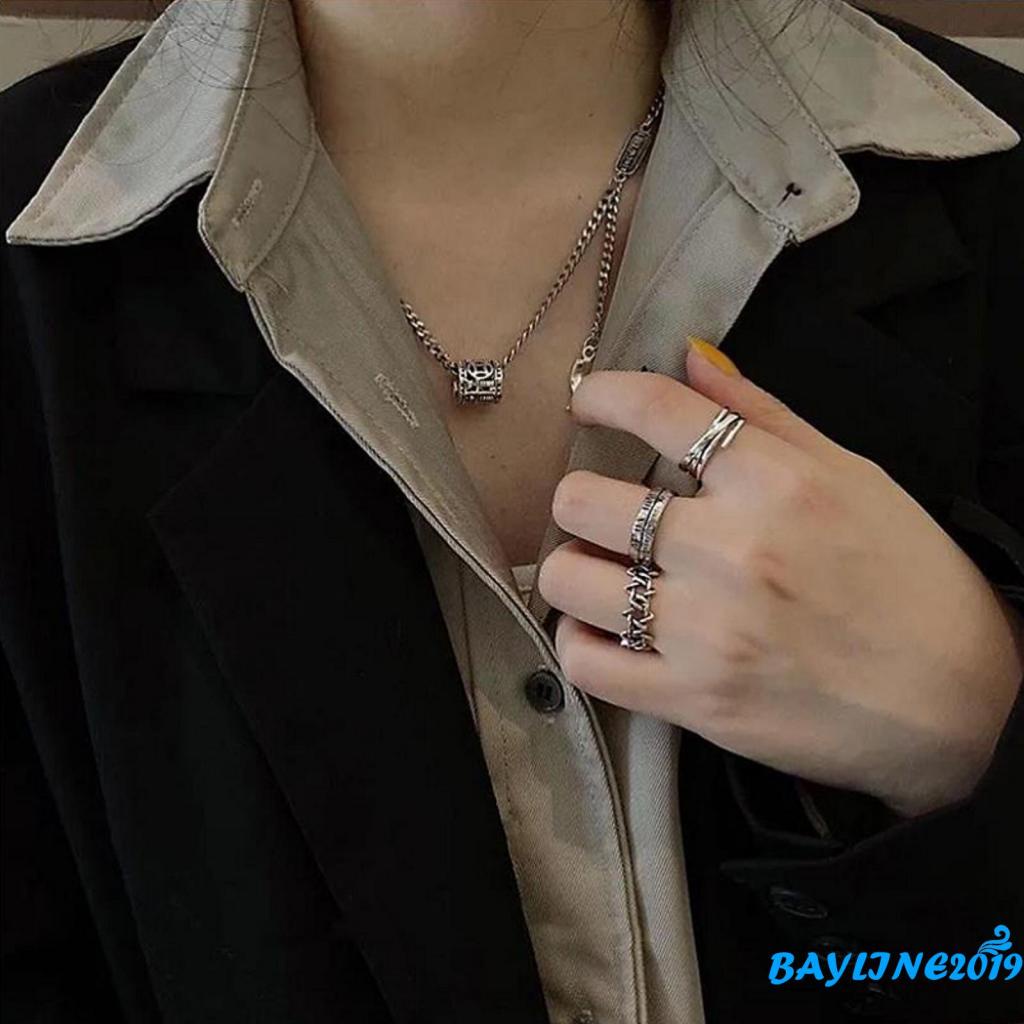 Bộ nhẫn bạc thiết kế sáng tạo thời trang cho nam và nữ