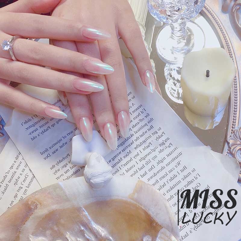 ❤Bộ 24 Móng Tay Giả Đính Ngọc Trai Màu Sắc Cá Tính