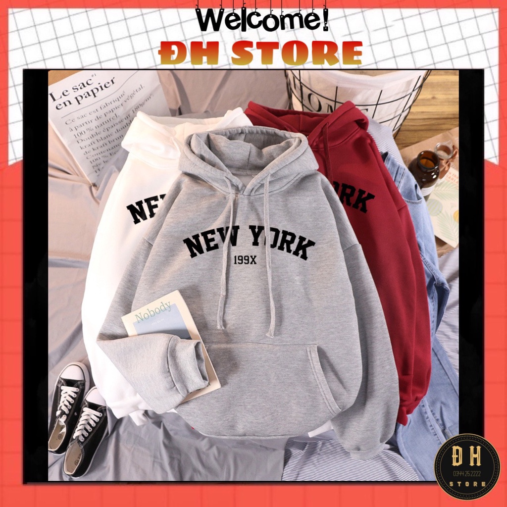 (Mẫu Mới 2021) Áo Hoodie NEW YORK Có Mũ Nam Nữ Chất Nỉ Bông Dày Dặn Form Rộng Unisex- Áo Nỉ Nam Nữ Ulzzang Hoạ Tiết. | BigBuy360 - bigbuy360.vn