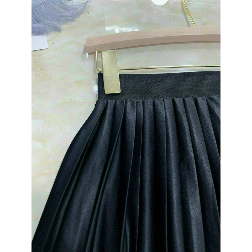 chân váy dập ly dài xếp tầng hàng quảng châu chất lụa mềm mịn