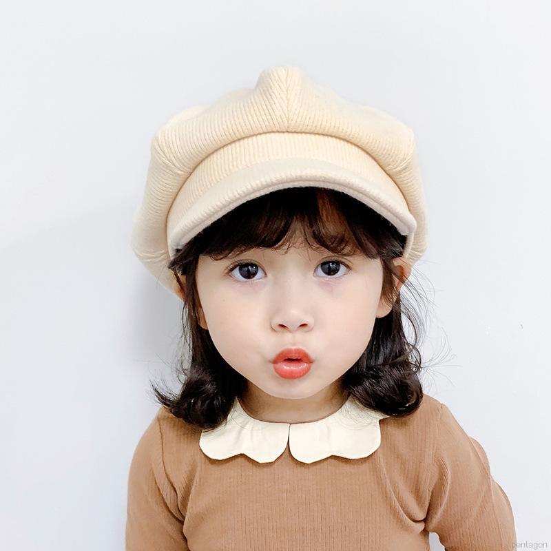 Nón beret màu trơn thời trang cho bé