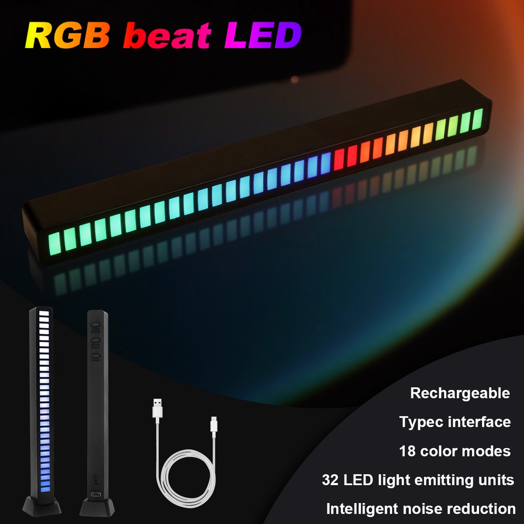 Đèn LED RGB Nháy Theo Nhịp Điệu Nhạc, Đèn Cảm Ứng Âm Thanh Decor Trang Trí Máy Tính Siêu Đẹp Tặng Kèm Sạc Type C
