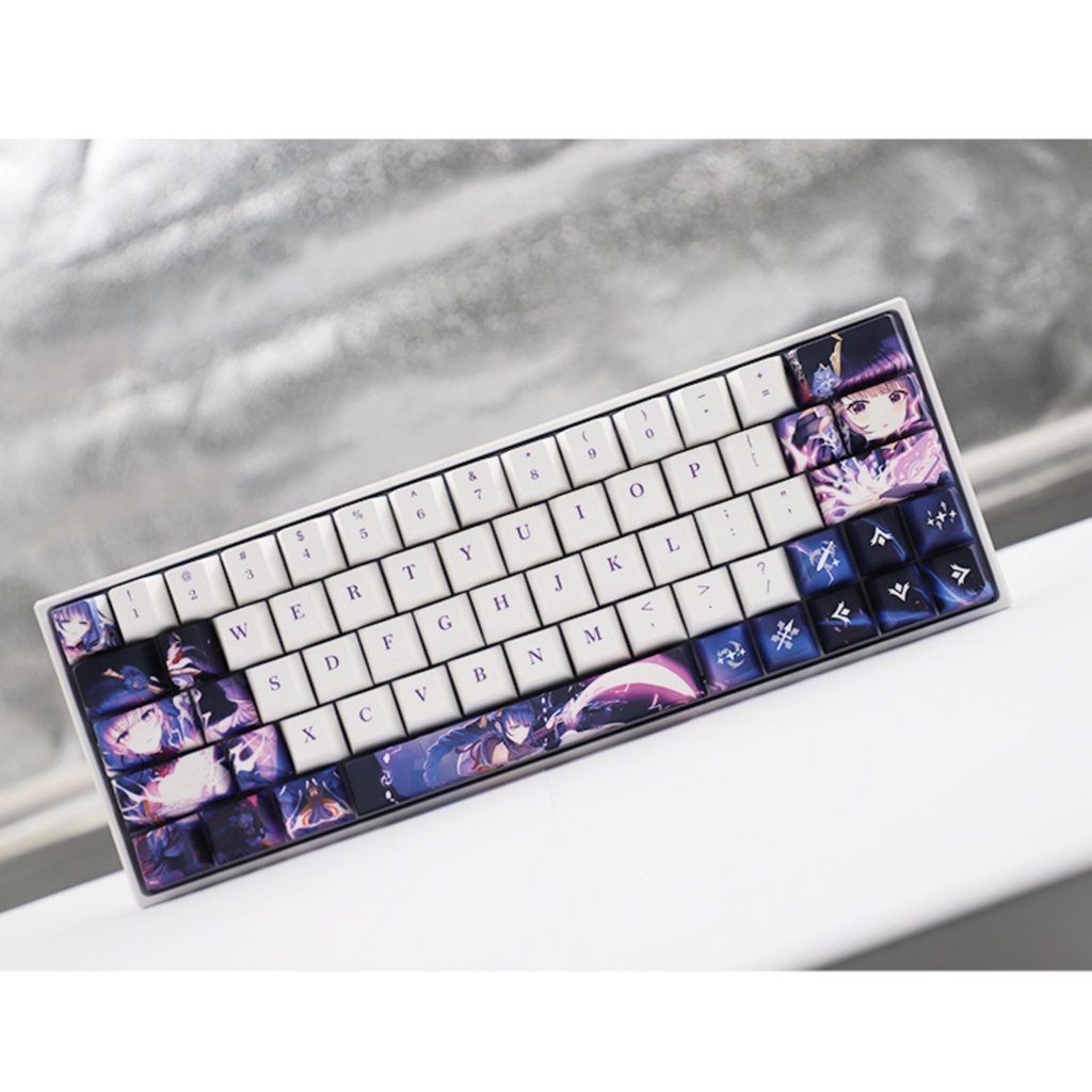 [GIAO NHANH] Keycap genshin impact Raiden PBT dày 136 phím in dyesub 5 mặt anime cherry profile layout Beelzebul keycaps