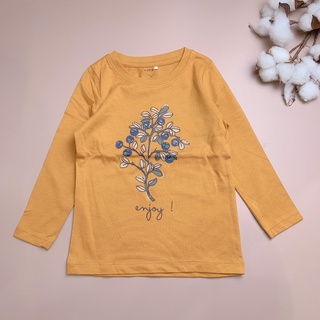 Áo cotton Name it màu vàng nâu cành lá