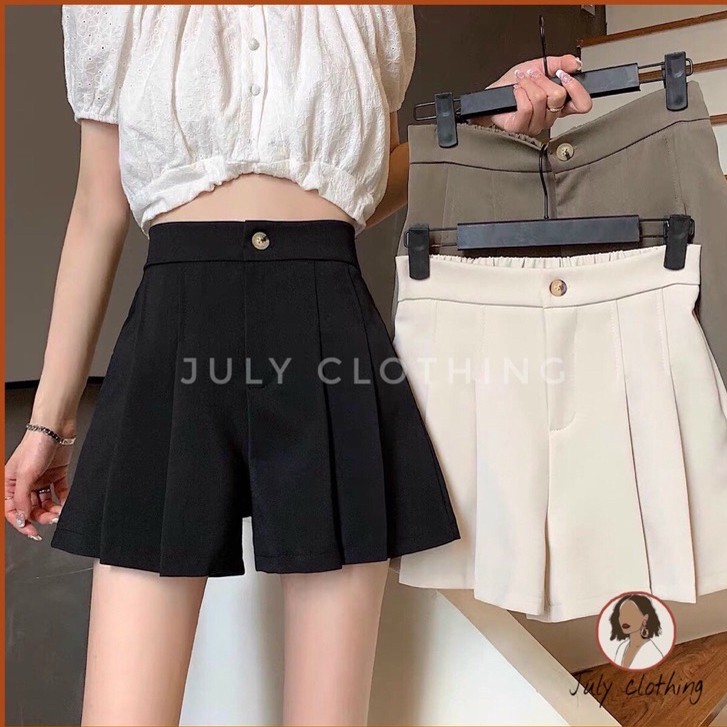 [Ảnh thật shop chụp] Quần Short Nữ giả váy xếp 2 ly chất tuyết mưa QS002 nhà July