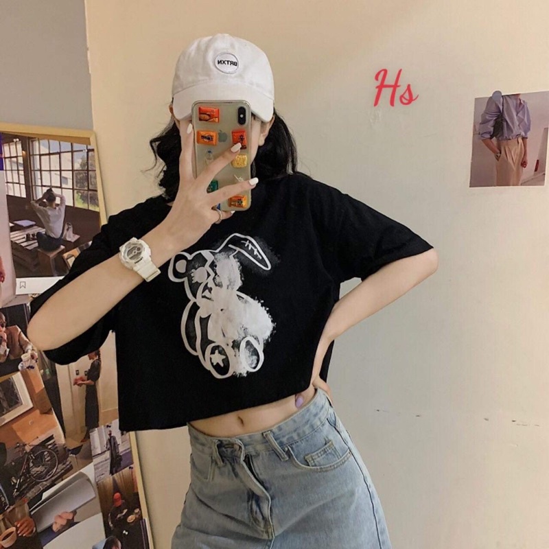 Áo croptop in gấu tai dài HSU1