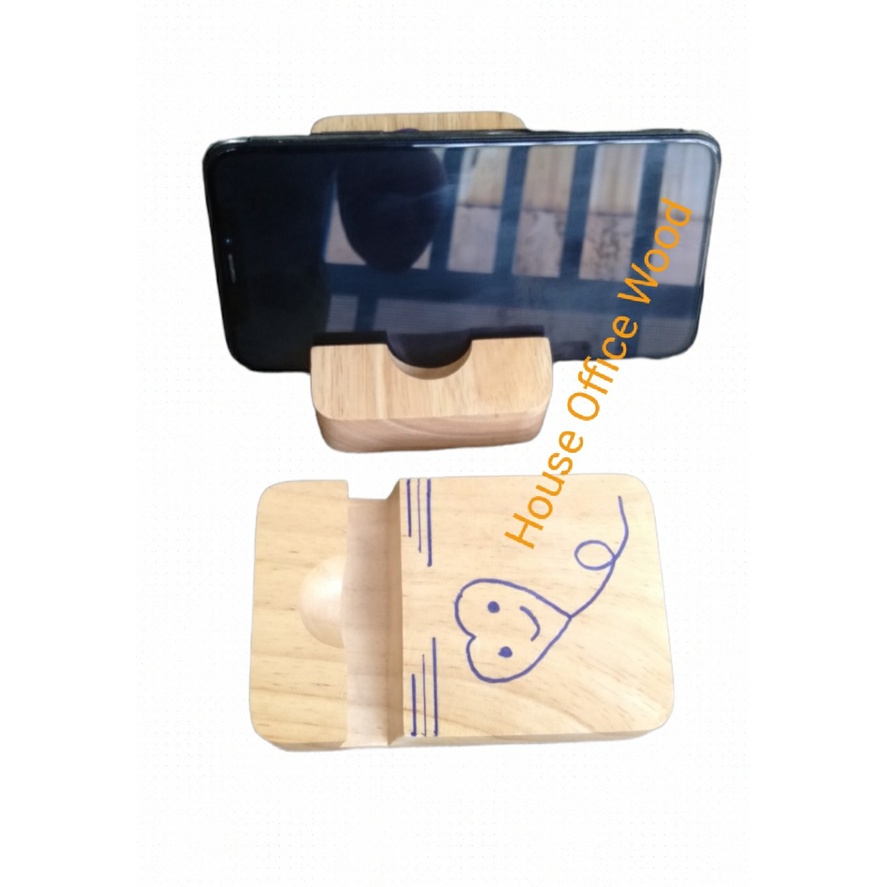 Đế điện thoại gỗ, giá để điện thoại House Office Wood  Kích thước Rộng 7x Dài 11x Dầy 2,5cm