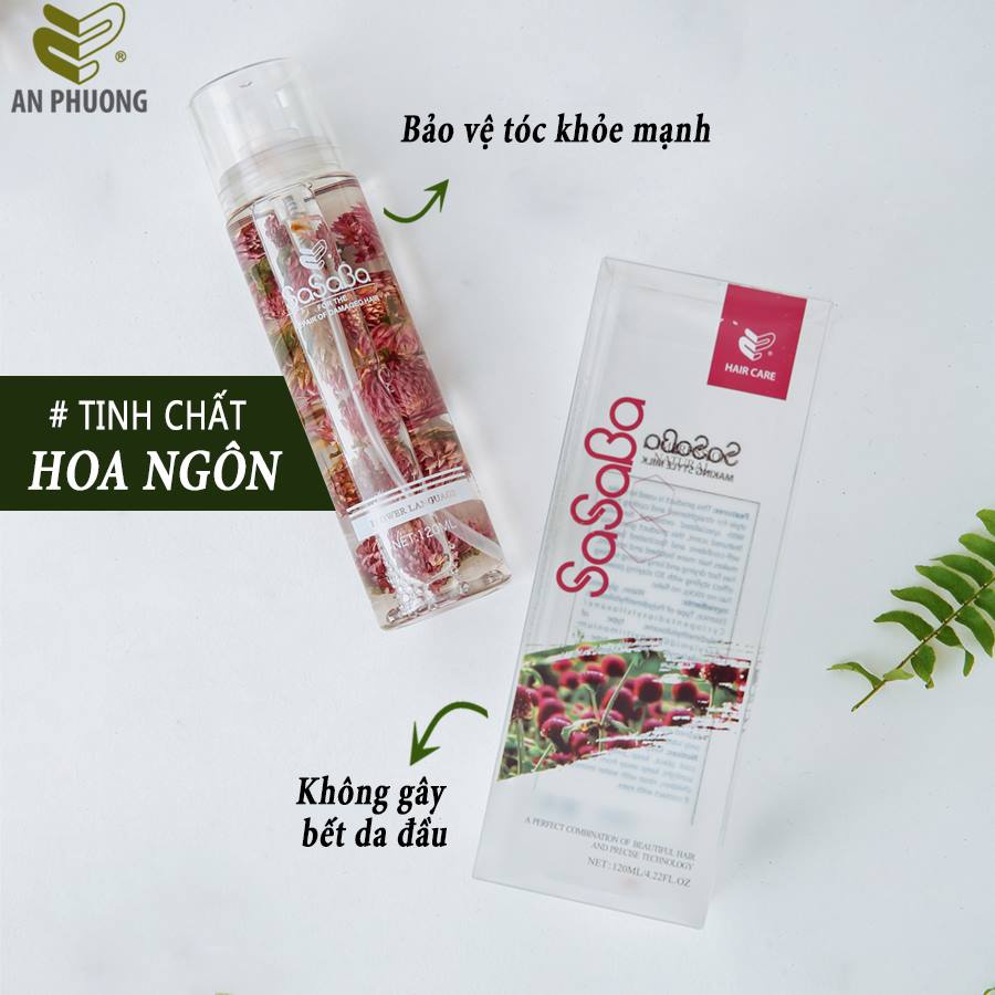 Tinh dầu dưỡng tóc hoa Ngôn cho tóc khô hư tổn Sasaba Sluj flower 120ml