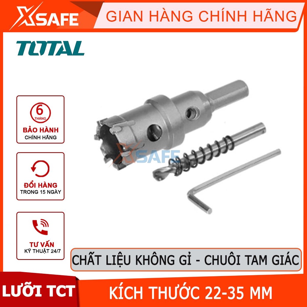 Mũi khoan khoét lỗ phi 20mm hợp kim TCT khoan sắt, thép, inox Total TAC48201 khoét sâu 26mm. chuôi tam giác - chính hãng