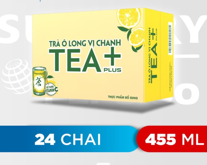 Thùng 24 Chai Trà Ô long Vị Chanh Tea+ (455ml/Chai)