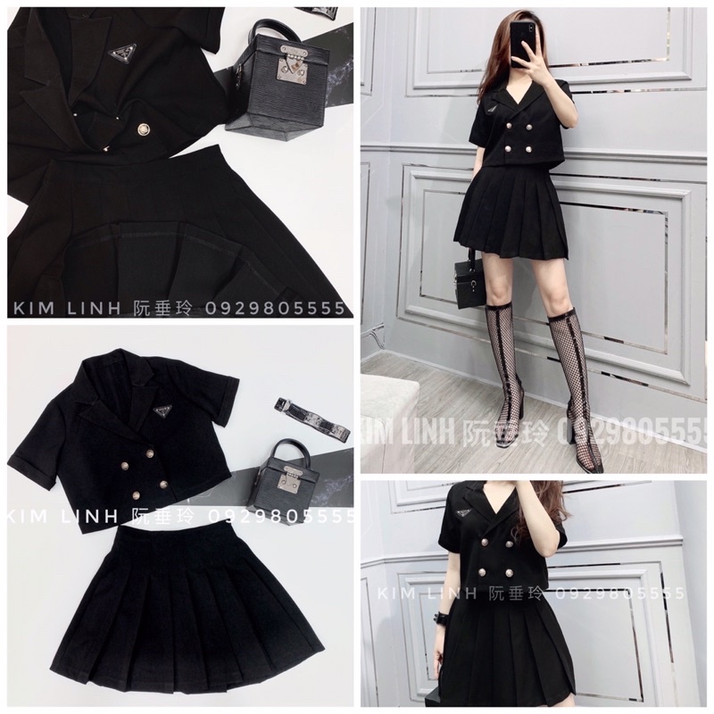 Set Tag Prad* Đen Cộc Tay TKCC - Kim Linh Shop