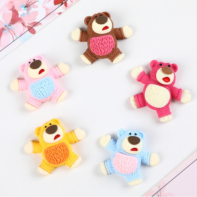 Mẫu charm gấu Pink Bear các màu dùng trang trí vỏ ốp điện thoại, kẹp tóc, dán Jibbitz, DIY