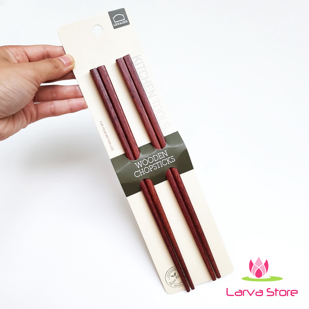 Bộ 2 đôi đũa gắp thức ăn bằng Gỗ Rose Wood F00092 Dài 24cm - Larva Store