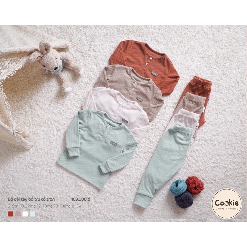 (COOKIE) Bộ dài tay bổ trụ cổ tròn Cookie cho bé