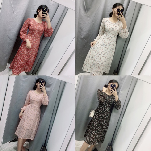 Đầm maxi hoa tay dài cổ tròn xinh hơn hoa | BigBuy360 - bigbuy360.vn