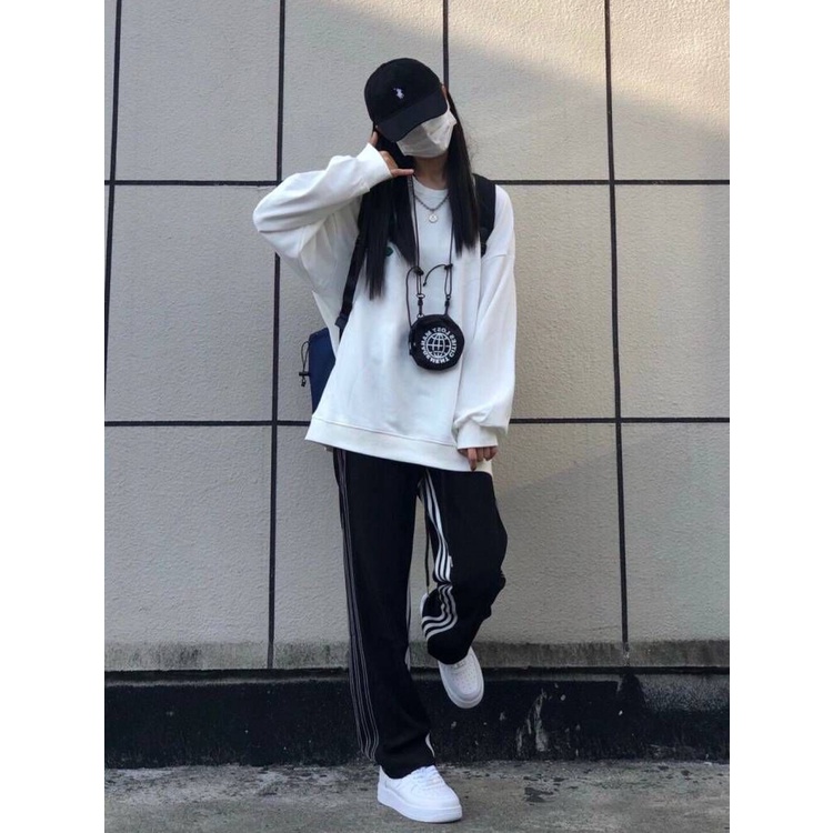 Quần ống rộng lưng cao, quần nỉ 3 sọc unisex Zinti QN02