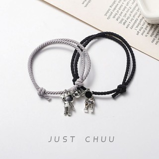 2pcs A Pair Of Magnetic Rubber Strap Bracelets Astronaut Design Lovers Bracelet Attract Magnet Braided Hand Rope Student Cute Spaceman Hair Rope YUE